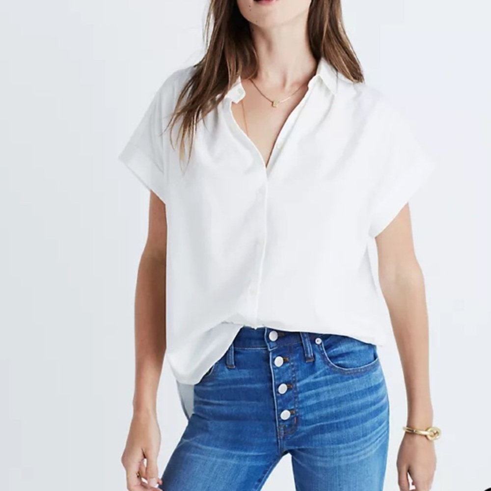 Madewell White Short Sleeve Button Down- Size M